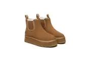 AUSTRALIAN SHEPHERD UGG Boots Sheepskin Wool Elastic Band Platform Chelsie Chestnut