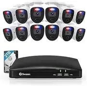 Swann Enforcer 16 Channel 12 Cameras DVR Security Camera System with 2TB HDD, 1080p HD Video,Indoor or Outdoor Wired Surveillance CCTV,Colour Night Vision, Heat Motion Detection,LED Lights