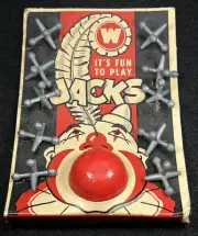 Vintage Rare 1955 Wells Co Jax N Ball Game Original Pieces Fire Red Clown Art