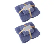 4Pcs Bath Towels Ultra Soft Bath Towel Set - Dark Blue