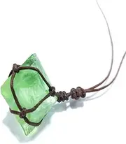 Fluorite Crystal Pendant | Natural Rough Stone | Wrap Braid Reiki Pendant Crystal Stone Pendant Jewelry for Women