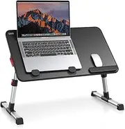 SAIJI Adjustable Laptop Stand, Portable Lap Desk with Foldable Legs, Notebook Standing Breakfast Tray Reading Desk for Sofa Couch Bed Floor (Black, Medium Size)