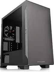 Thermaltake CA-1Q9-00S1WN-00 S100 Tempered Glass Black Edition Micro-ATX Mini-Tower Computer Case with 120mm Rear Fan Pre-Installed