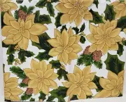 Peva Vinyl Tablecloth 52" x 52" Square (4 people) YELLOW POINSETTIA FLOWERS, BH