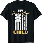 [X.Style] My Son in Law is My Favorite Child American Flag Funny Mom ds211 T-Shirt (L) Black
