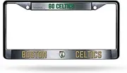 Boston Celtics Premium Black Long Lasting Zinc Alloy NBA License Plate Frame – 2 Screw Tag Holder with Highlighted Team Pride and Team Cheer - Complements Any Color of Truck, SUV, Car