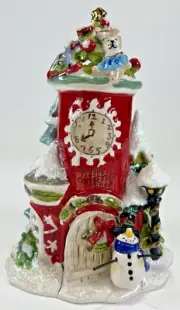 Blue Sky Clayworks VILLAGE CHRISTMAS SHOP Candle Tea Light House 10.5”