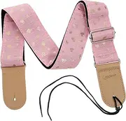 ULDIGI 1Pc Pink Guitar Strap Fashionable Decorative Guitar Belt for Acoustic Electric Wear Resistant Stretch Resistant Comfortable Shoulder Support Accessory