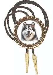 Alaskan Malamute Dog Bolo Tie Print Art Neckties Rescue A Dog Today