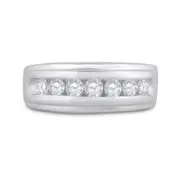 14k White Gold Round Diamond Wedding Channel-Set Band Ring 7/8 Cttw