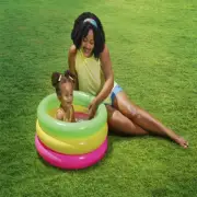 Kiddie Pool Round 3-Ring Inflatable Multi-Color 27.5″ X 12″ Outdoor Lake Floater