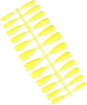 1 Set Almond Press on Nails Artificial Water Drop Style Stick Solid Color Art Decals Salon Supplies Manicure Kit Decorations, No.8 Yellow