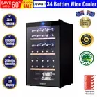 Devanti 34 Bottles Wine Cooler Compressor Chiller Storage Beverage Fridge Black