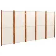 vidaXL 5-Panel Room Divider Cream White Privacy Screen Partition Separator
