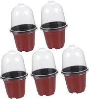 Toddmomy Dome Lid Plant Pots Set 5pcs Plastic with Humidity Domes Bulk Nursery Pots for Seedlings