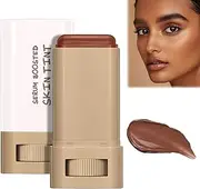 Lushaco Skin Tint, Tinted Serum Foundation, Serum Boosted Skin Tint Balm, Tinted Solid Moisturizer Stick for Cheek, Natural Finish Makeup, Lightweight Brightens Hydrates, Hides Dark Spots (#02)