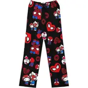 Womens Ladies Hello Kitty Spiderman Pajamas Pants Flannel Autumn Cozy Warm Soft Home Trousers - SNNGV Black Kitty 2XL