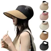 Summer Wide Brim for Sun Visor Hat Straw Hat Sunscreen Ponytail Cap for Camping
