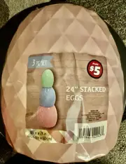24” Stacked Easter Egg Blow Mold Geometric 3 Piece Set 9.5”x 24” Pink Blue Green