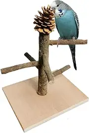 Wooden Cockatiel Playground, Parakeet Perches, Tabletop Parrot Perch Stand, Natural Wooden Branches, Ideal for Bird Cages, Fun & Interactive Plaything Time