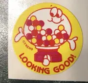 VINTAGE 80s TREND Scratch & Sniff BUBBLE GUM Scent Stinky Sticker, LOOKING GOOD!