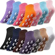 [Geyoga] 14 Pairs Kids Anti-Skid Socks Baby Ankle Grip Socks Children's Slide Gripper Socks for Pilates, Ballet, Barefoot Workout
