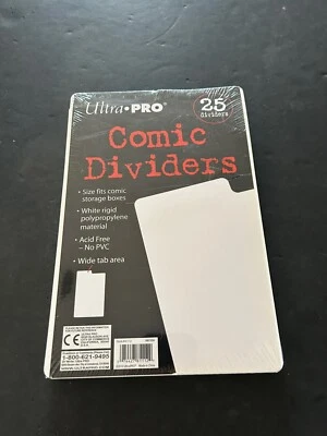 25 Ultra Pro Comic Book Divders White Archival Safe Fits Storage Box Tabbed