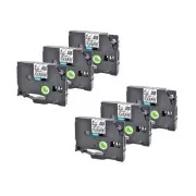 6PK Compatible For Brother P-Touch TZ111 TZe111 Black on Clear Label Tape 0.23"