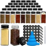 52 Pack Glass Spice Jars Reusable 4 OZ Seasoning Containers with Sealed Black