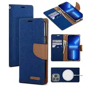 Mercury Goospery Canvas Diary Flip Case For Apple iPhone 14 Pro (6.1") - Blue
