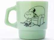 Vintage Fire-King Peanuts Snoopy Stacking Mug - Jedi Green Japan