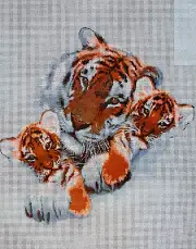 Needlepoint Tapestry Painted Canvas Gobelin 11856 - Tigers. 20"x24"