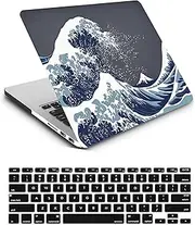 Case Compatible with New MacBook Air 13.6 inch 2022 Release A2681 M2 with Liquid Retina Display and Touch ID, Plastic Laptop Hard Shell Protective Case & Keyboard Cover Skin - Blue Wave