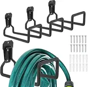 uxcell 4-Pack Garden Hose Holder Wall Mount, Metal Water Pipe Hanger Reel W 12 Screws for Outside Yard/Garage, Water Hoses Storage Expandable Tube Rack Hooks [Black]