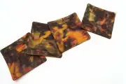 Quilted Batik Fabric Coasters in Earth Tones, Fall Color Drink Ware, Set of Four