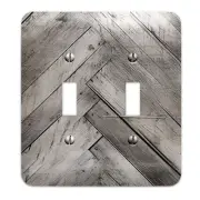 Metal Light Switch Plate Cover Gray Distressed Shiplap Design Decorative Ligh...