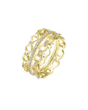 Genevive 14K Over Silver CZ Clear Wide Band Ring