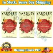 3 Yardley London Frosted Cranberry Soap LIMITED EDITION 4.0oz W/ ESSENTIAL OIL