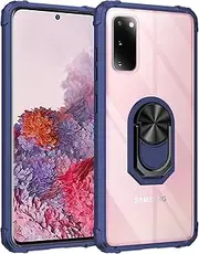 [Cavor] for Samsung S20 Case,for Samsung Galaxy S20 5G Case,Clear PC Case TPU Bumper Protective Cover 360°Rotation Ring Holder Kickstand [Work with Magnetic Car Mount] (6.2")-Blue