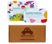 New WOODEN PATTERN BLOCKS SET With 36 Shape Pieces & 60 Design Cards
