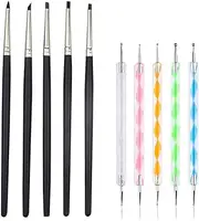 5pcs Size 0 Silicone Color Shaper Painting Brushes +2 Way Ball Stylus Dotting Pen Embossing Pattern Tools Set for Pottery Polymer Clay Sculpture,Ceramic Craft, Nail Art