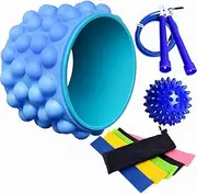10PCS Yoga Wheel Set Fitness Pilates Ring Latex Elastic Backbend Ring Open Back Fitness Equipment Skipping Rope Gym Yoga Accessories,Blue