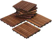 Ez-Floor Interlocking Flooring Tiles in Solid Teak Wood Oiled Finish (Set of 10)