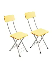 [SOGA] Space Saving Lightweight Foldable Chair Set of 2 in Yellow