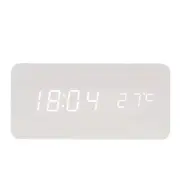 BALDR Wooden Alarm Clock Digital, White Wood White Light