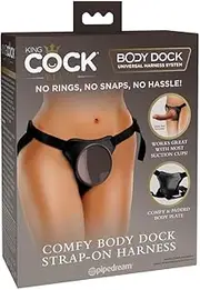 King Cock Elite Comfy Body Dock Strap-On Harness - Black Adjustable Strap-On Harness (No Probe