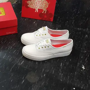 TheOneShop Keds 厚底 限定 小白鞋 白色 金色 鞋扣 皮革 增高 3公分 經典款 生肖款 WH60839