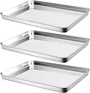 3PCS Large Baking Sheets,15.75x11.81x1.3inch Stainless Steel Baking Pan Tray,Cookie Sheet Baking Sheet,Commercial Grade Professional Bakeware Oven Tray,Bakeware Oven Tray for Baking, Roasting