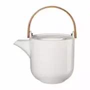 ASA Selection coppa yuki teapot with wooden handle pot porcelain White Glossy 1L
