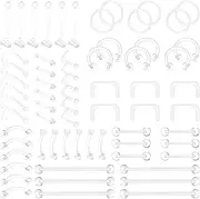 [Yolev] Clear Nose Studs Clear Nose Rings for Work Plastic Nose Rings for Surgery Clear Nose Retainer Clear Earrings for Sports Plastic Belly Button Rings Clear Lip Piercing Clear Cartilage Earring